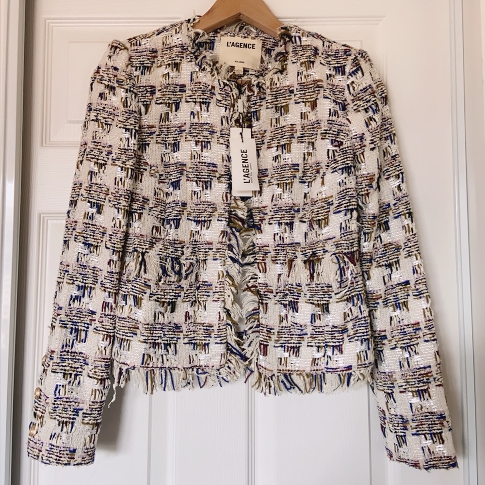 NWT $795 L‘Agence Angelina Plaid Tweed Jacket - Picture 8 of 10